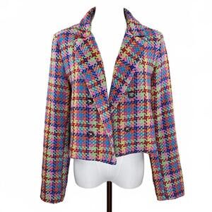 Vanessa Zani Made in Italy Cotton Multicolour Tweed Blazer Size M